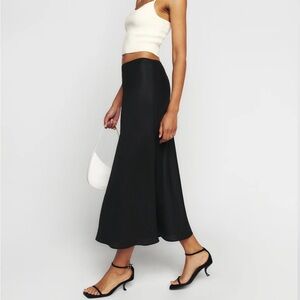 Reformation Layla Silk Skirt - Black